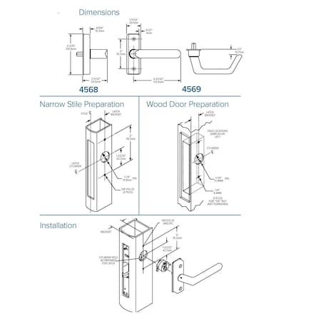 Adams Rite Flat Euro Lever Trim without Return, For 1-3/4 In. to 2 In. Thick Door, RH or RHR, Satin ADR-4568-601-130
